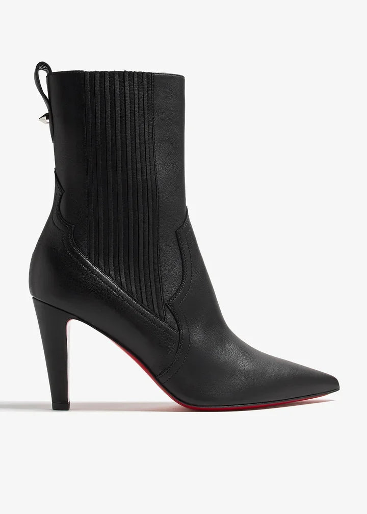 Side Zip Suede Pointy Toe Square Heel Ankle Boots For Women