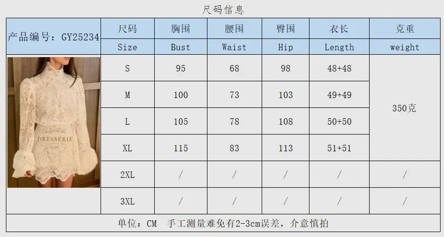 Lady Elegant Hollow Out Lace Short Dresses Trendy Long Sleeve High Neck Mini Vestidos 2025 New Chic Autumn Night Club Gown