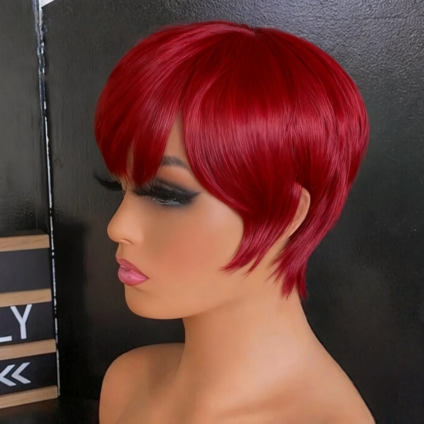 Straight Blonde Human Hair Wig With Bangs For Women