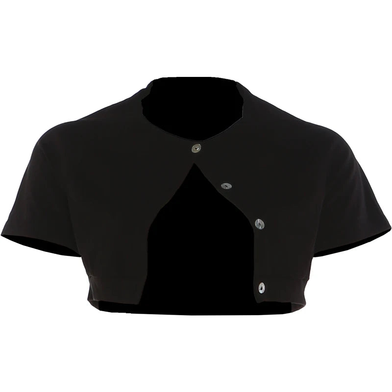Nibber Summer T-Shirt Women Hottie Single-Breasted Fashion Classic Short Sleeve O-Neck Sexy Midnight Street Party Club Crop Tops