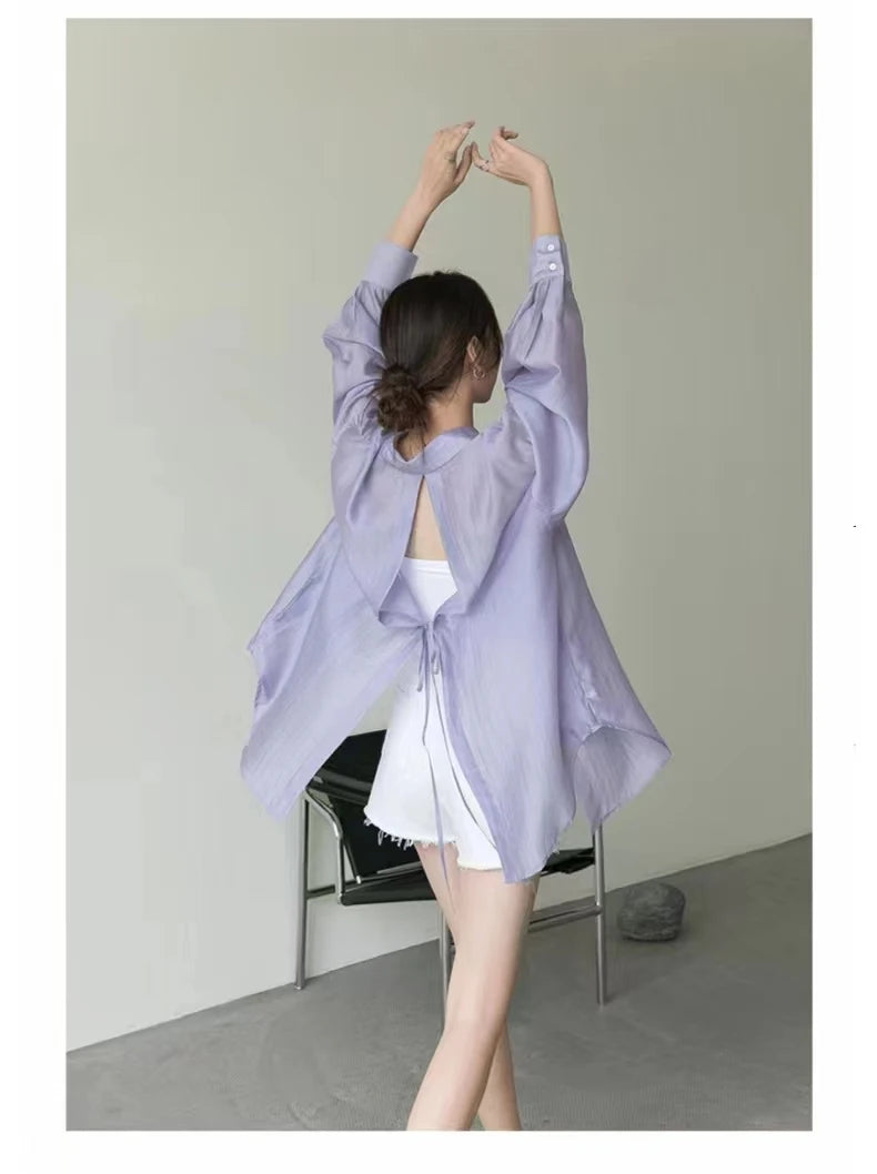Lightweight Chiffon Sun Protection Shirt Jacket for Women
