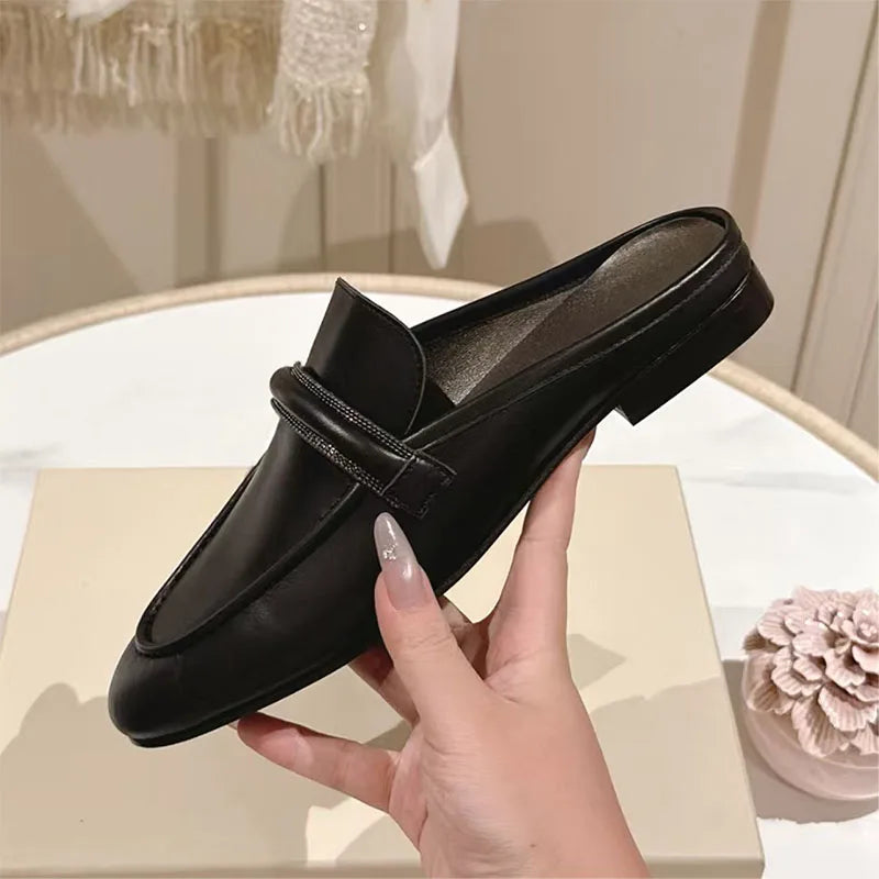 Classic Suede Leather Round Toe Loafers for Women