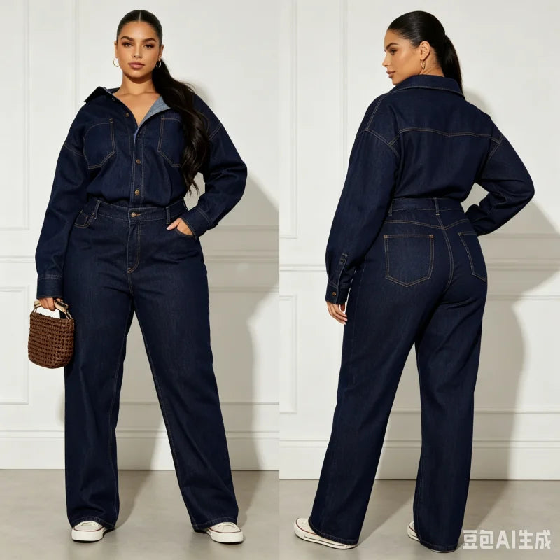 Washed Distressed Denim Jumpsuit