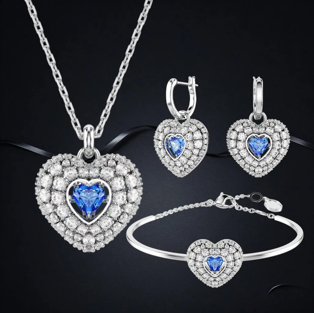 Faceted Crystal Necklace And Earrings