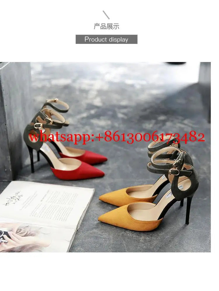 Pointed Toe High Heel Slingback Pumps With Buckle For Women