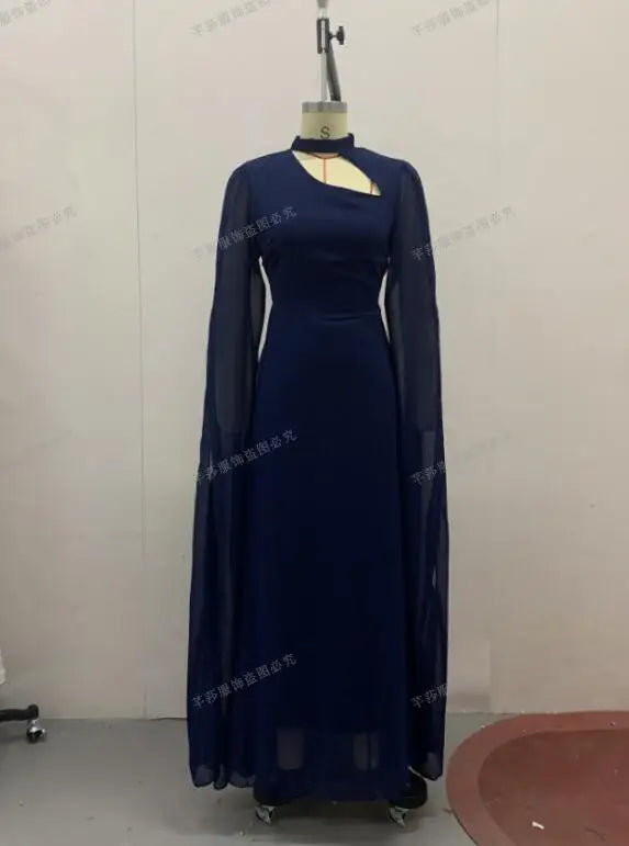 Solid Color Lace Up Cape Sleeve Maxi Dress For Women