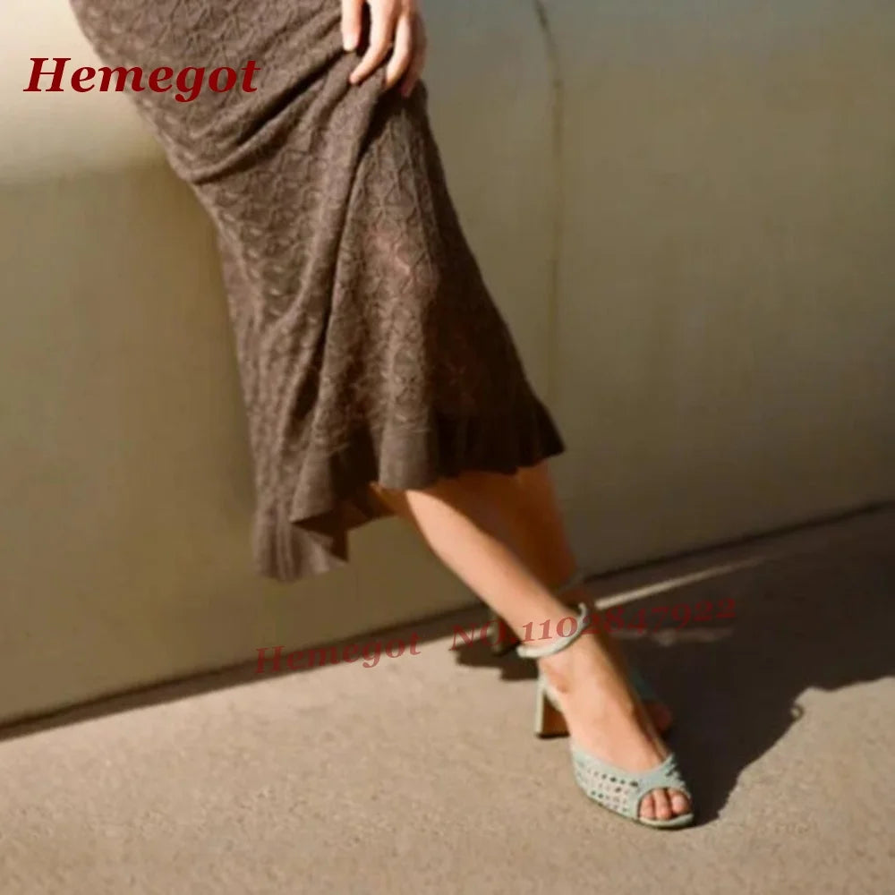 Hollow Out Sandals Open Toe Slingback Blue for Women