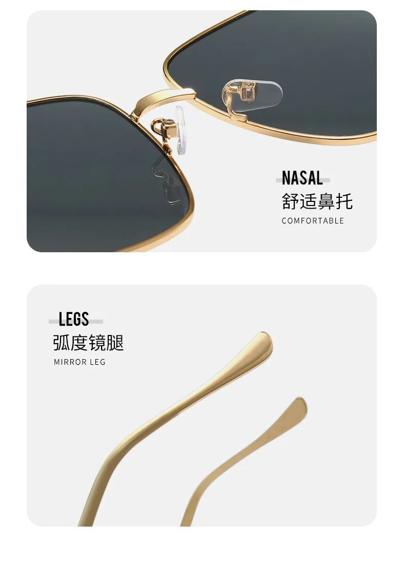 Square Frame Metal Sunglasses