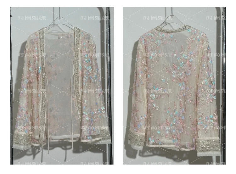Fashion Heavy Sequin Beaded Women's Versatile Loose Trendy Embroidered Cardigan Top 2025 Autumn New Commuter Jacket
