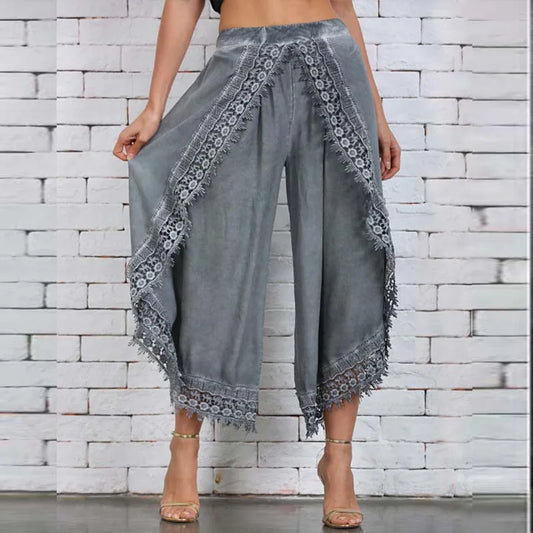 Arc-Shaped Lace Harem Pants