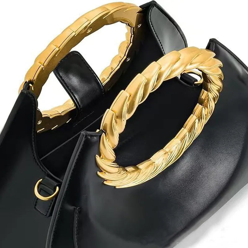 Metal Embossed Round Handle Clutch