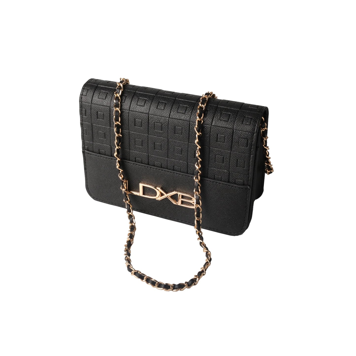 Square Letter Print Faux Crossbody Bag