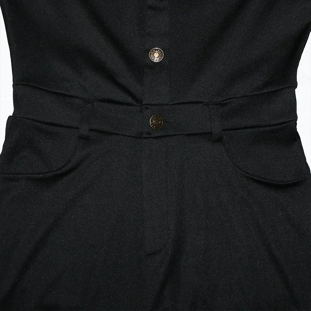 Summer V Neck Mesh Cargo Short Jumpsuit for Women