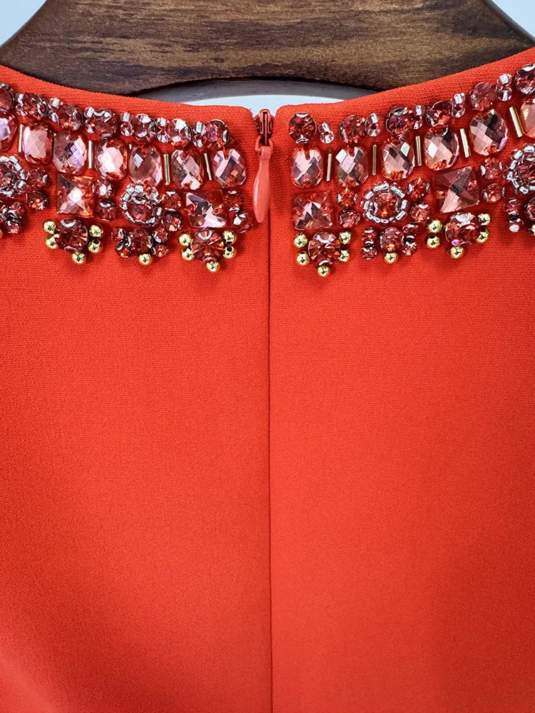 HIGH STREET Newest 2026 Designer Fashion Women's Colorful Diamond Beading Sleeveless  Tank Dress