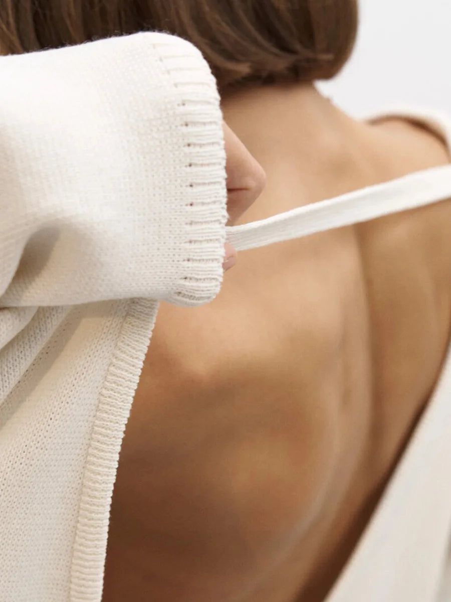 Backless Patchwork Knit Sweater
