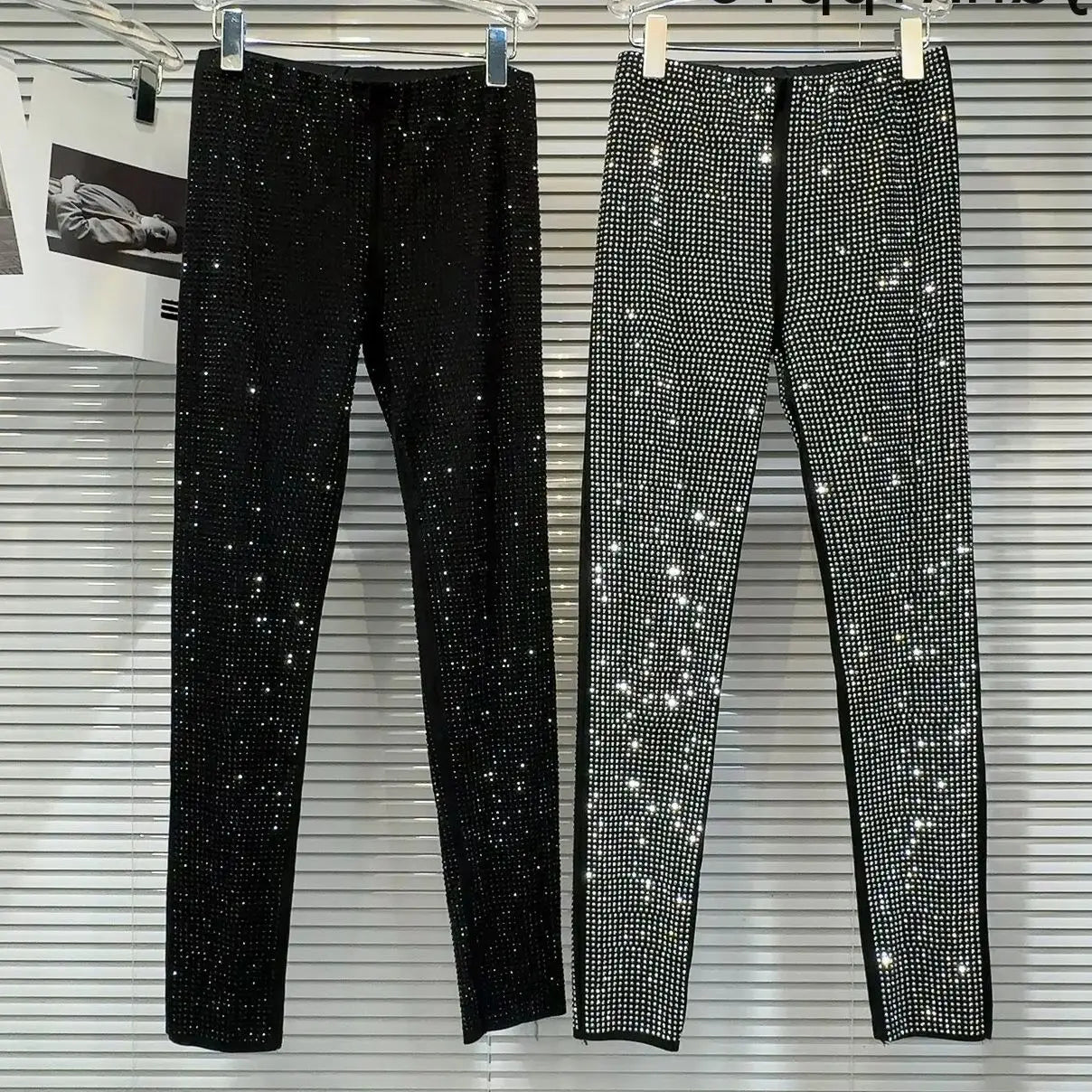 Blingbling Full Diamonds Hot Drilling Slimming Bottom Pants New Spring Autumn Spice Girls Ankle-length Skinny Women Leggings