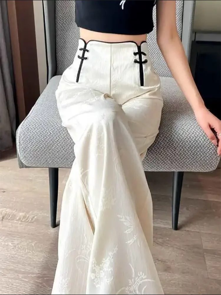Jacquard High Waist Wide Leg Pants