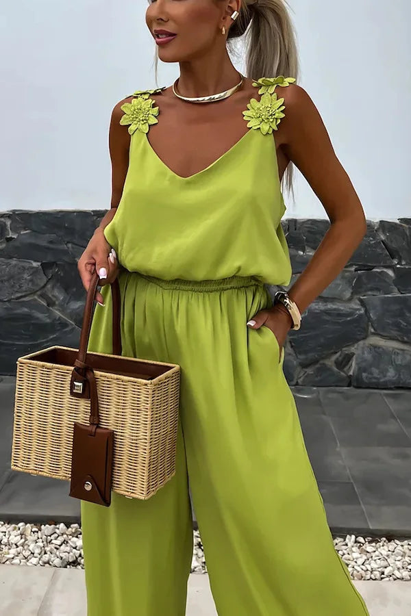 2024 Ladies Off Shoulder Sleeveless Jumpsuit Summer Women Casual Solid Rompers Streetwear Long Playsuits Overalls With Pockets