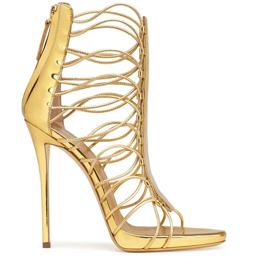 Rhinestone Patent Leather Thin High Heels for Women