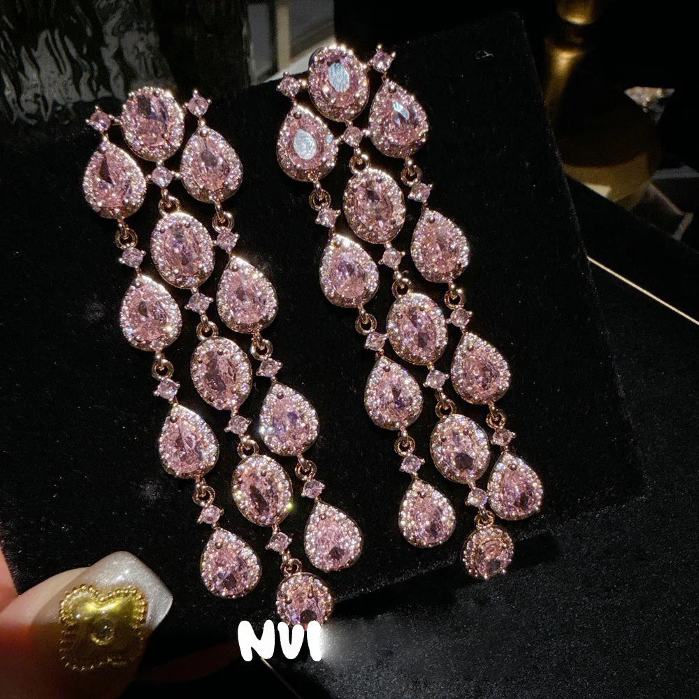 Vintage Sparkling Zircon Water Drop Cuff Bracelet for Women