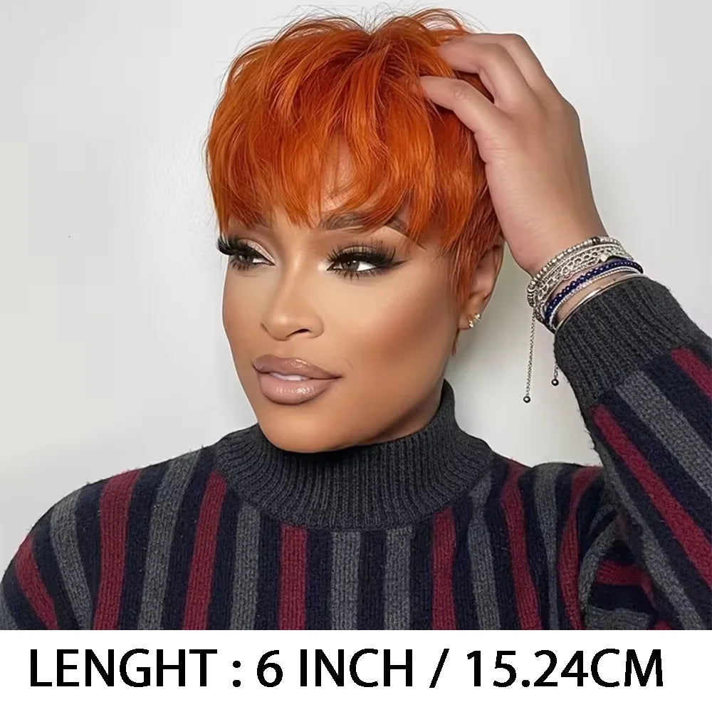 Realistic Short Straight Pixie Cut Human Hair Wig For Women