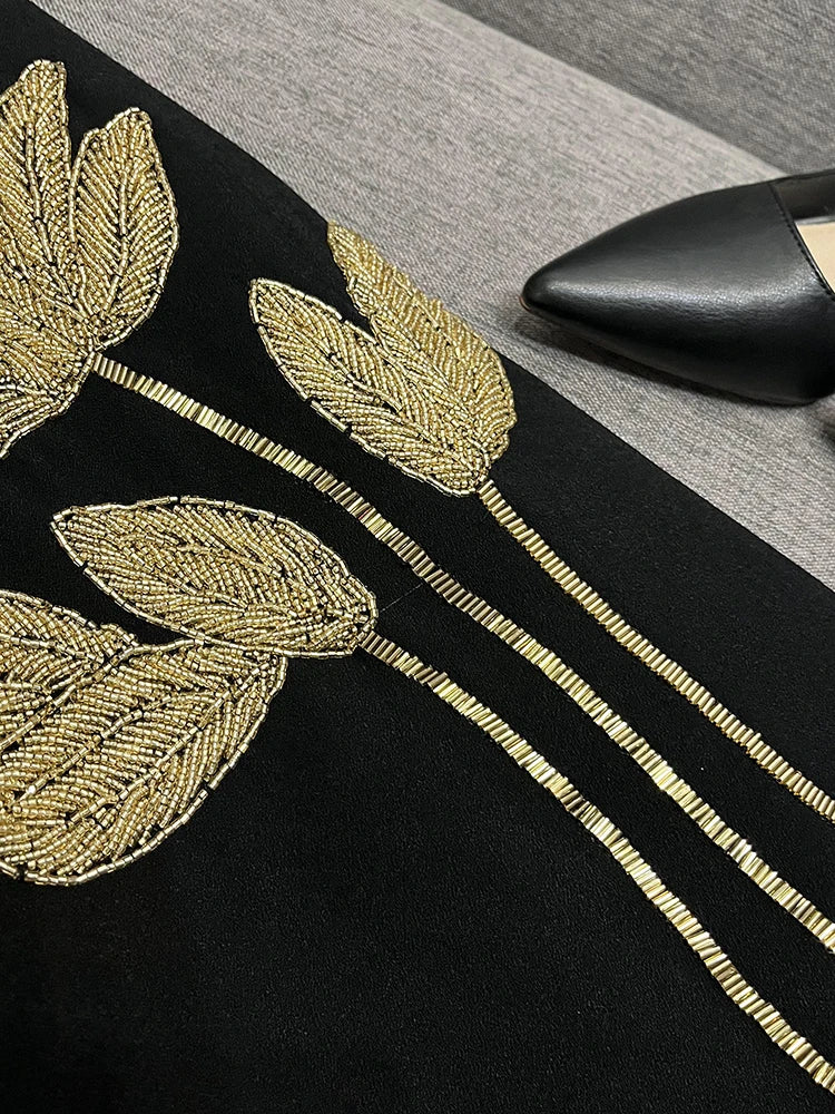 TWOTWINSTYLE Embroidery Two Piece Set For Women O Neck Long Sleeve Spliced Button Top High Waist Skirt Chic Sets FemaleKSE511331