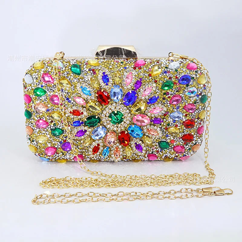 Rhinestone Sunflower Evening Clutch Handbag for Women