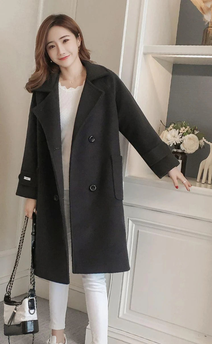 Padded Mixtures Jacket Woman Long Loose Cotton Wool Blend Coat for Women Pink Elegant Outerwears New in Novelty High Quality Hot