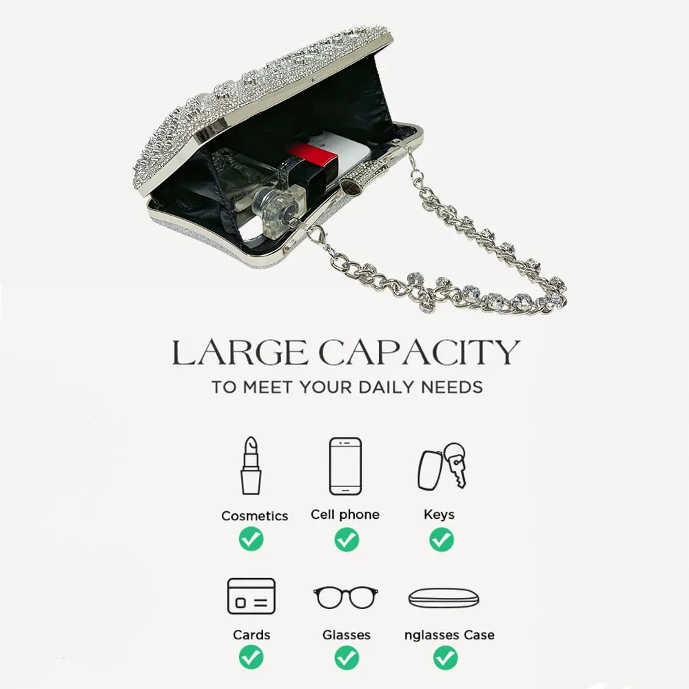 Dinner Fashion Women's Bag Luxury Brand Fashion Diamond-encrusted Women's Shoulder Bag High Quality Chain Shiny Women's Handbag