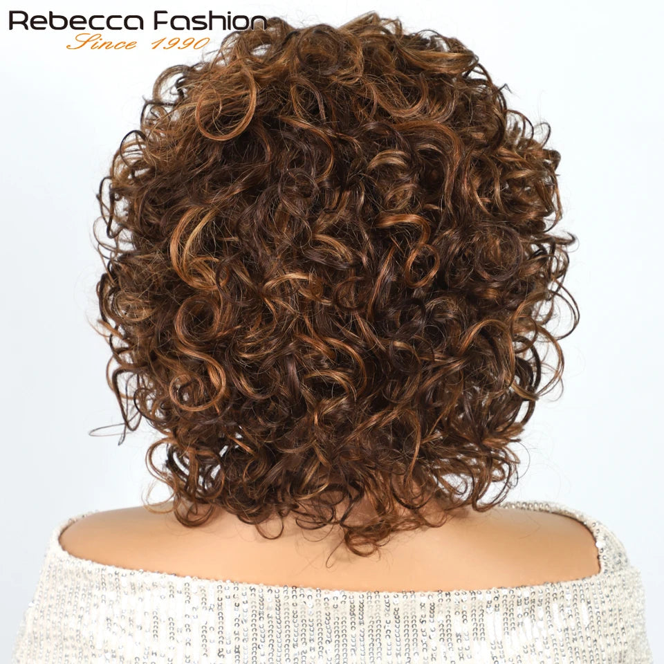 Glueless Curly Brazilian Short Human Hair Wig for Women