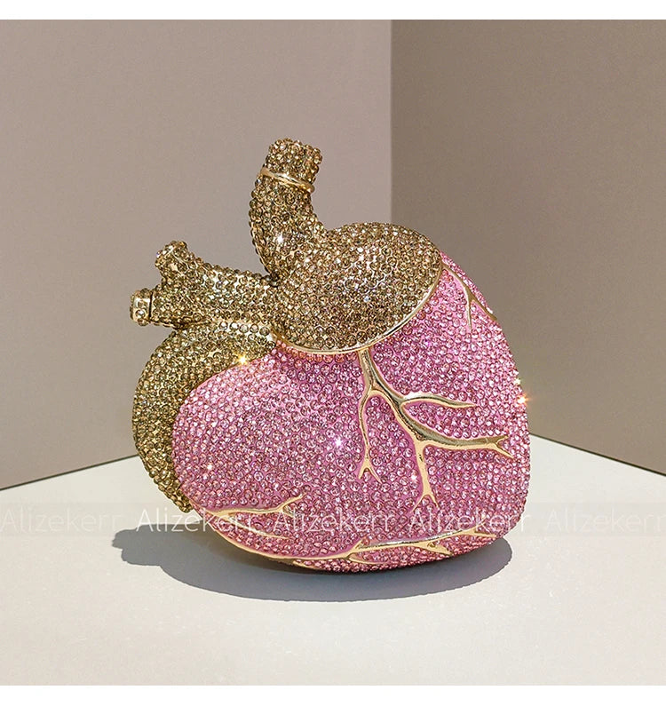 Gorgeous Rhinestone Heart Shaped Evening Bag for Women