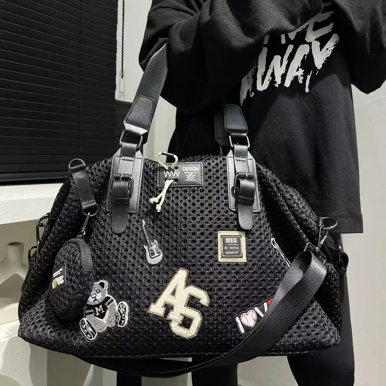 Large Capacity Durable Mesh Nylon Tote Bag for Women