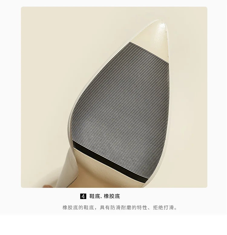 Pointed Leather High Heel Ankle Boots