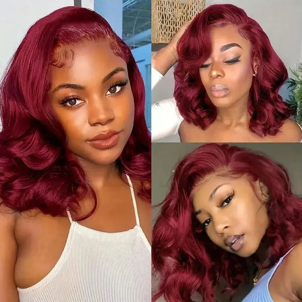 Long Burgundy Body Wave Brazilian Human Hair Wig for Women