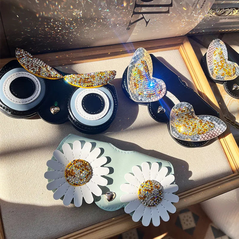 Diamonds cute glasses clip ins fashion sunglasses bag portable sunglasses case protective cover bag bag hanging jewelry