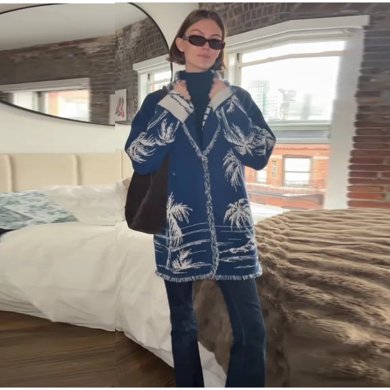 Ethnic Tassel Women 's Sweater Knitted V-neck Bandage Thicken Full Sleeve Jumper For Woman Winter Woman Coats Jacket Knitwear