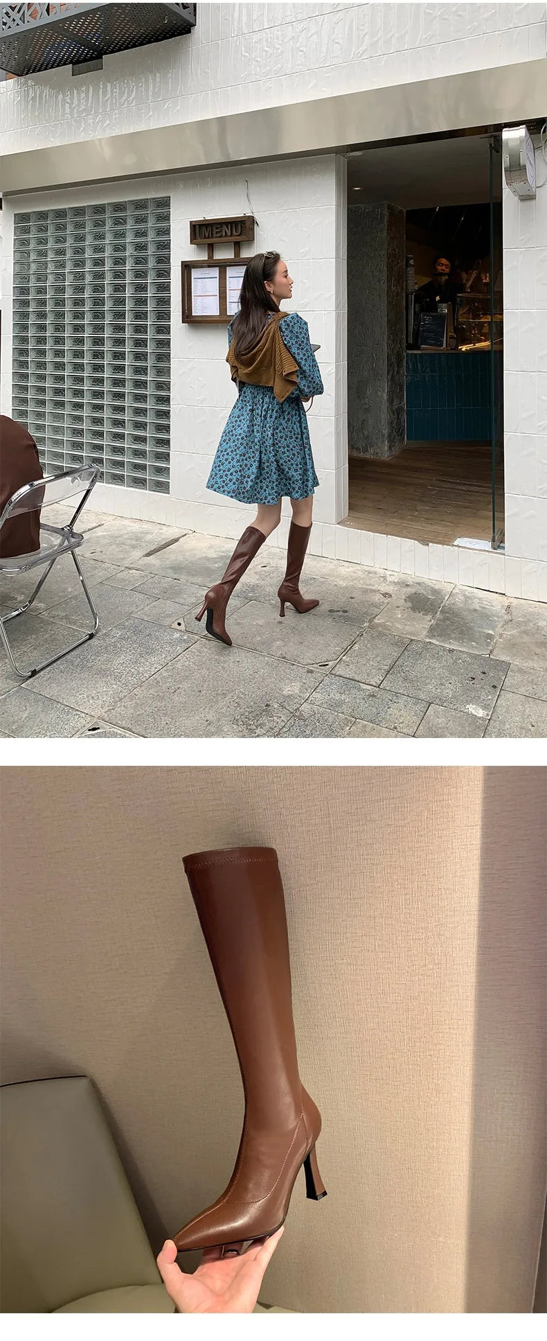 Square Heel Over The Knee Boots