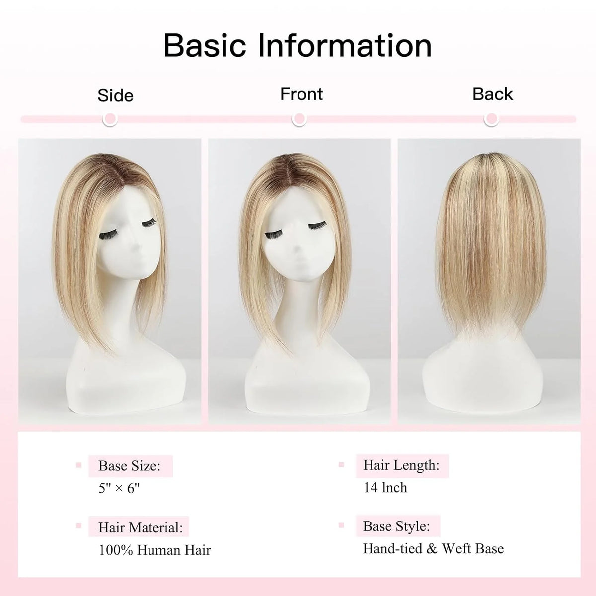 Brown And Blonde Highlighted Lace Front Hair Topper For Women