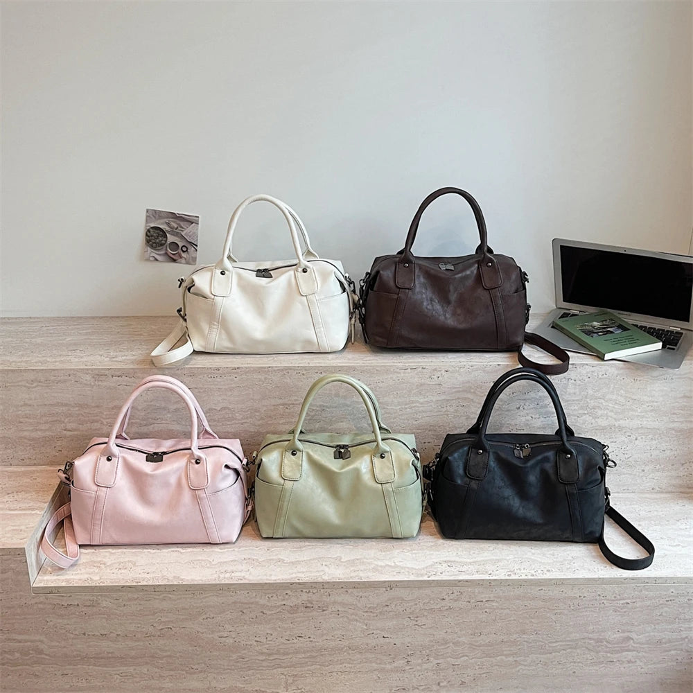 Practical Pure Color Vegan Leather Shoulder Crossbody Bags for Women