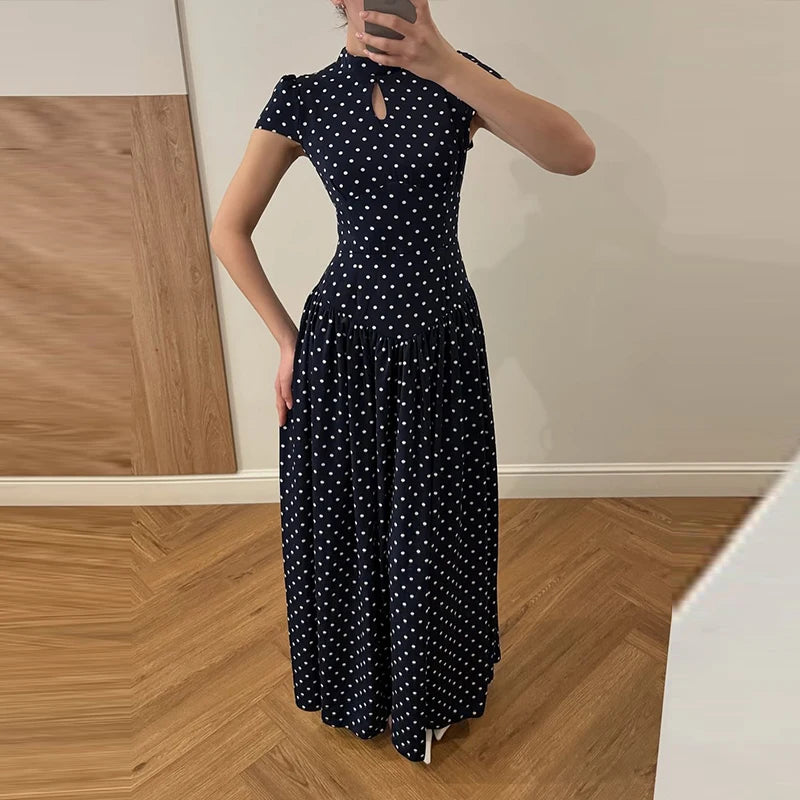 Elegant Hollow Out Lace Up Ankle Length Dress for Women