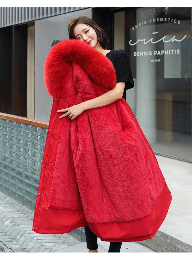 2025 New Parkas Women's Long Coat Winter Jacket Overcoming Plush Cotton Jacket