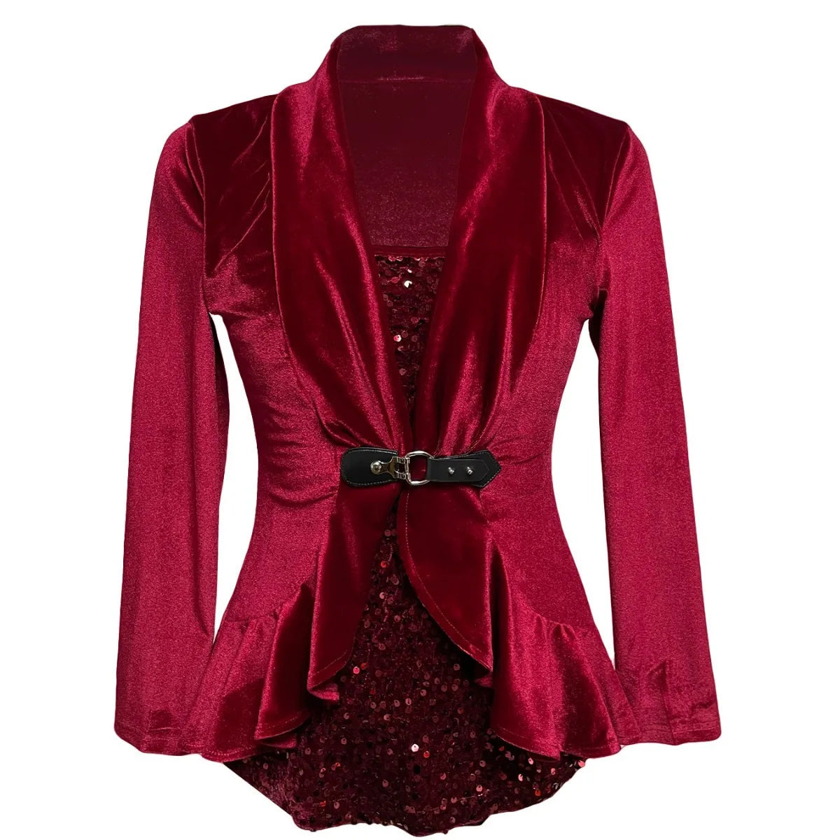 Sexy Sequin Contrast Blouse Jacket Women Formal wear Long Sleeve Button Lapel Top Loose 2025 Women's Top