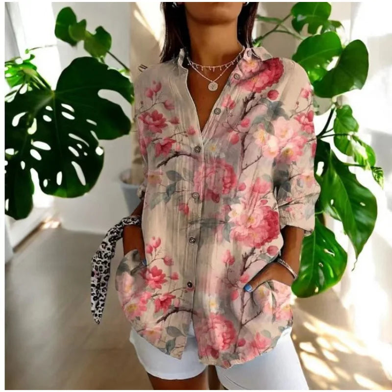 Ditsy Floral Oversized Dropped Shoulder Blouse for Women