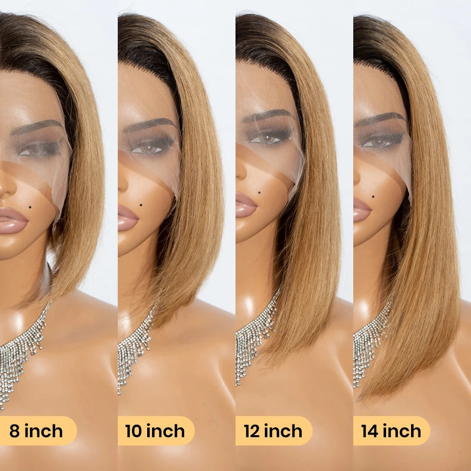 Short Blonde Straight Pixie Cut Lace Front Human Hair Wig for Women
