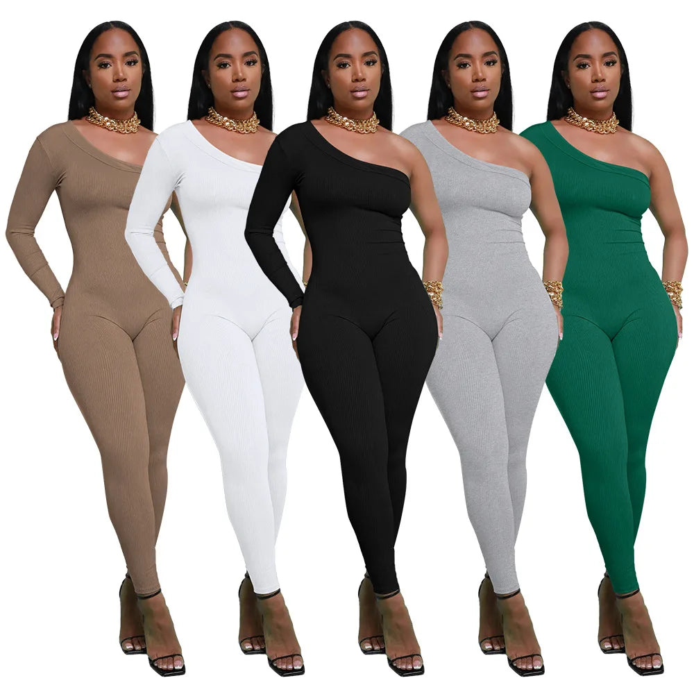 Slim Fit Knitted Full Length Club Jumpsuit for Women