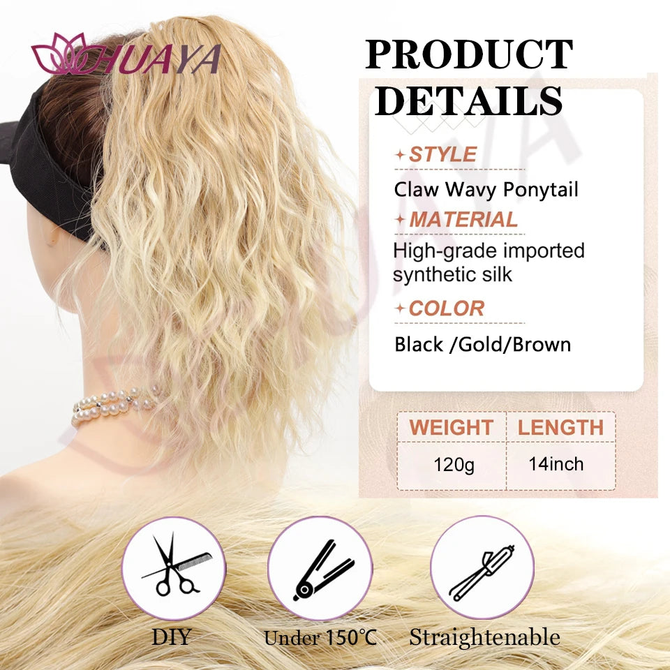 Frosted Water Wave Clip In Ponytail Hair Extension For Women