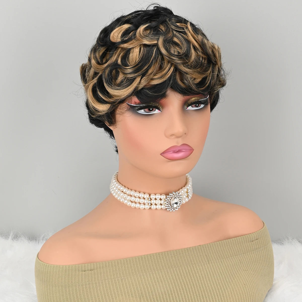 Premium Heat Resistant Short Curly Pixie Wig for Women