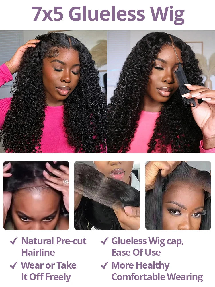Glueless Deep Wave Water Curl Wig