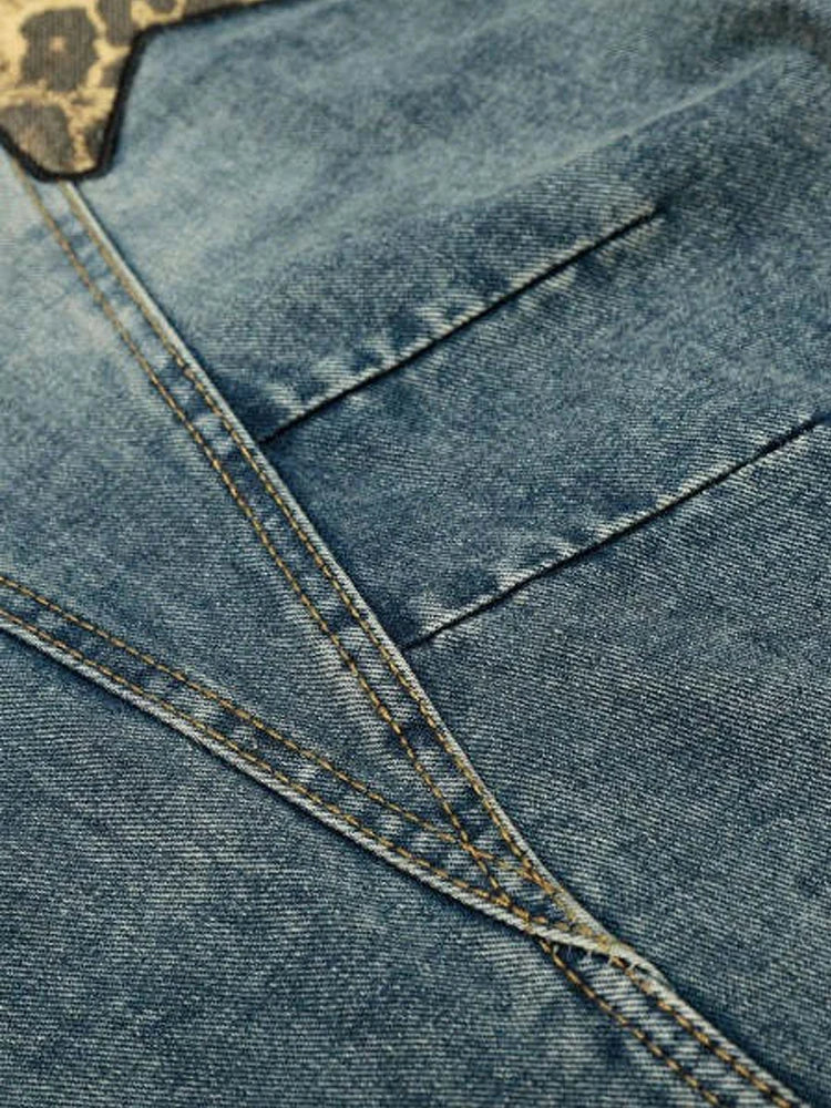 Vintage Washed Wide Leg Hip Hop Denim Jeans for Women