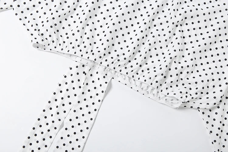 Polka Dot See Through Crop Top and Shorts Set for Women